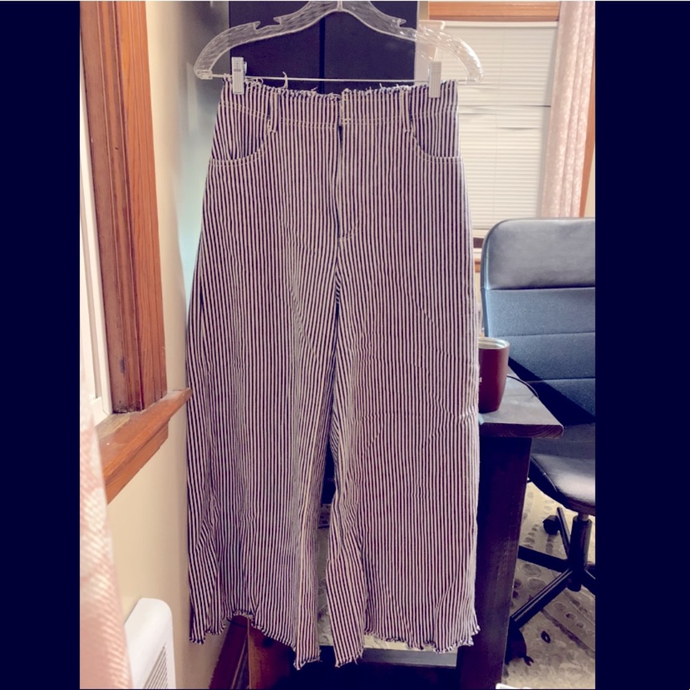 strip Wide Leg Pants
